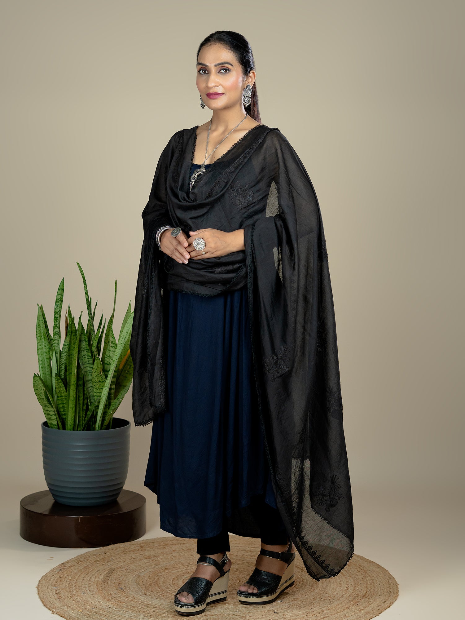 Embroidered Chanderi Dupatta