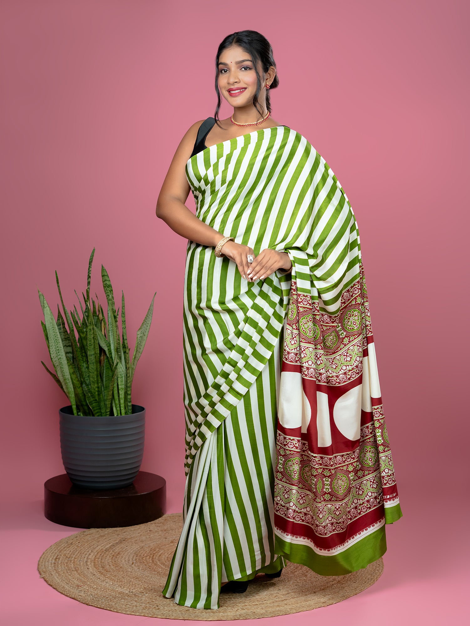 Ajrakh Crepe Saree