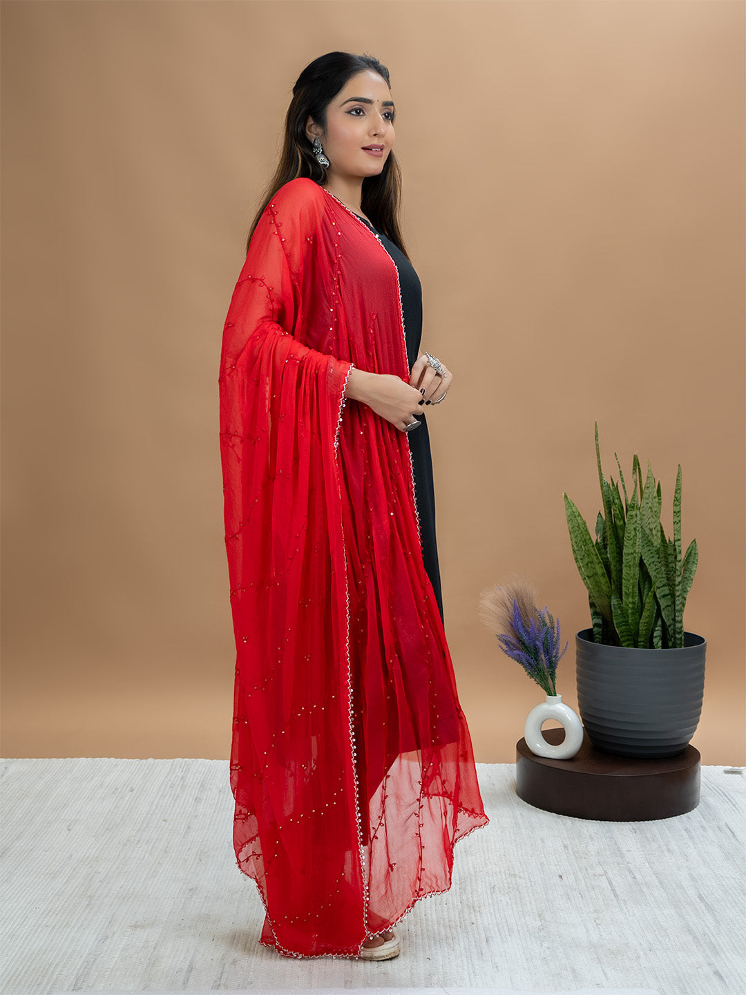 Embroidered Chiffon Dupatta