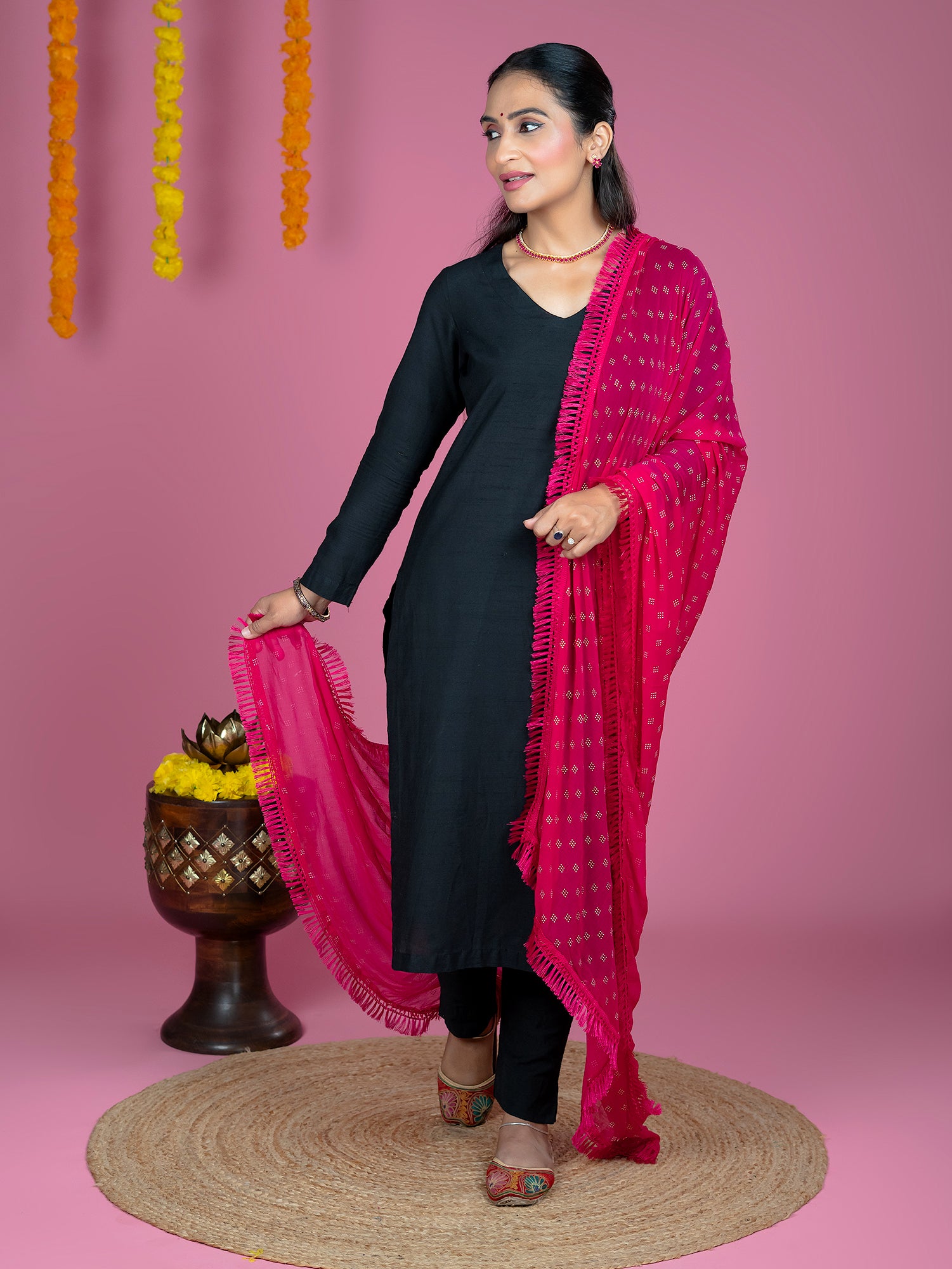 Geometric Chiffon Dew Drops Dupatta