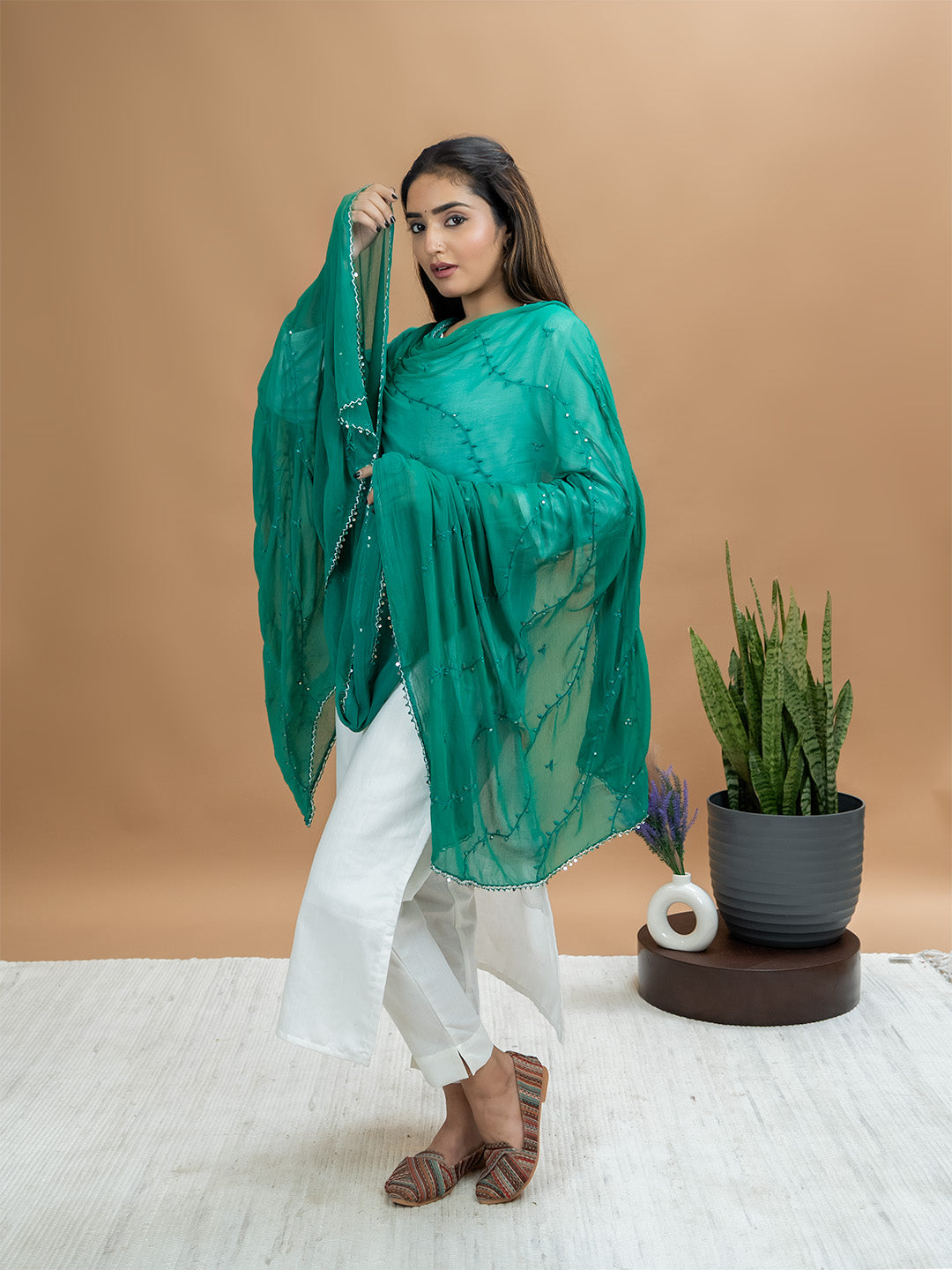 Embroidered Chiffon Dupatta