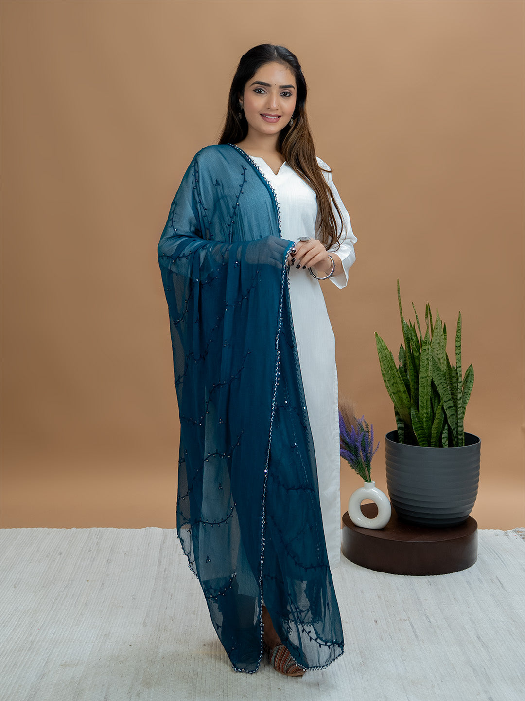 Embroidered Chiffon Dupatta