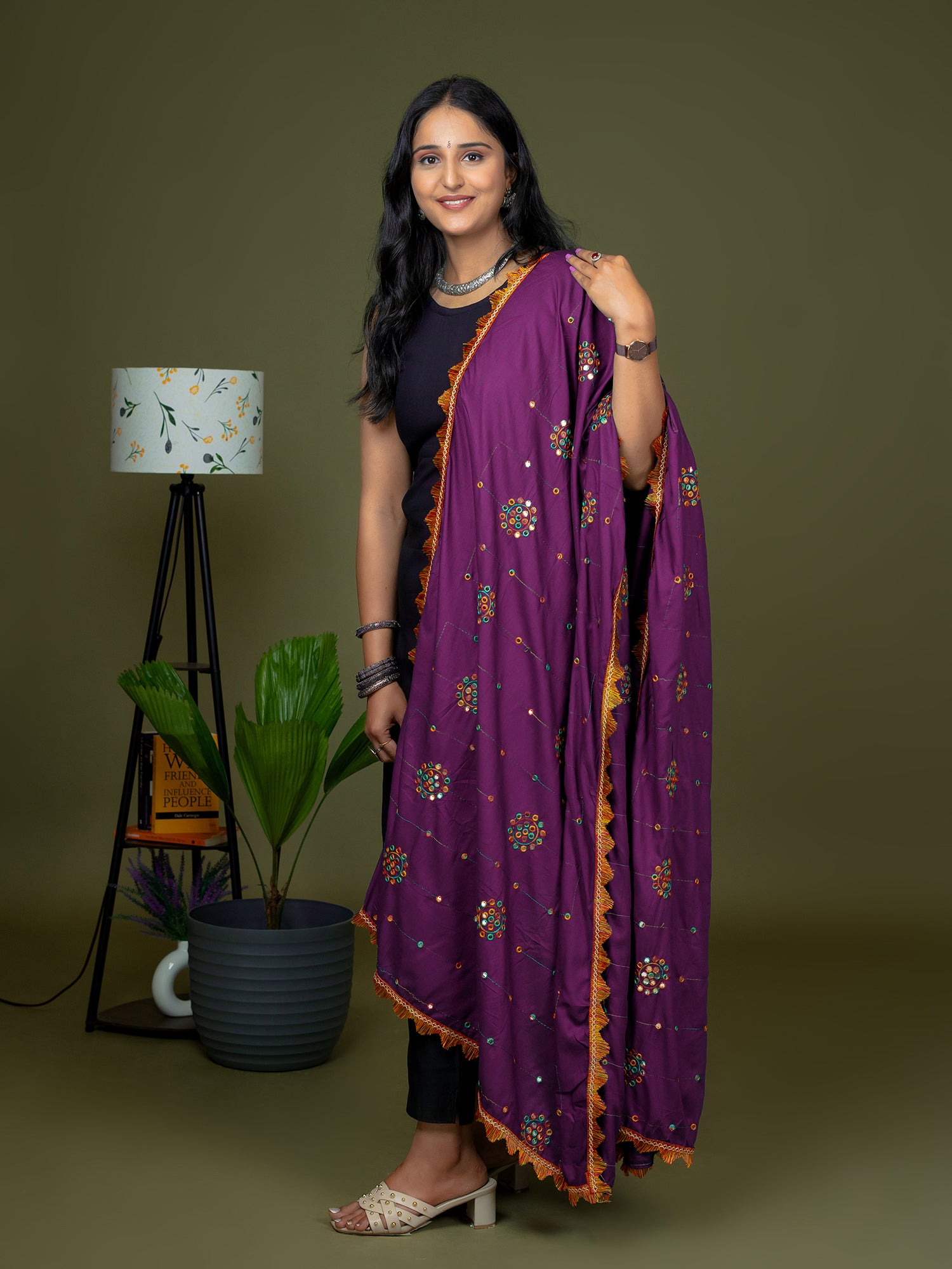 Purple Viscose Rayon Dupatta