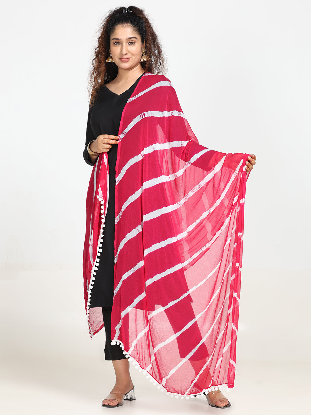 Striped Bandhini Chiffon Dupatta