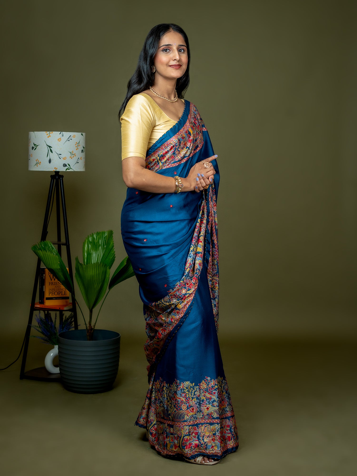 Teal Kutch Print Saree