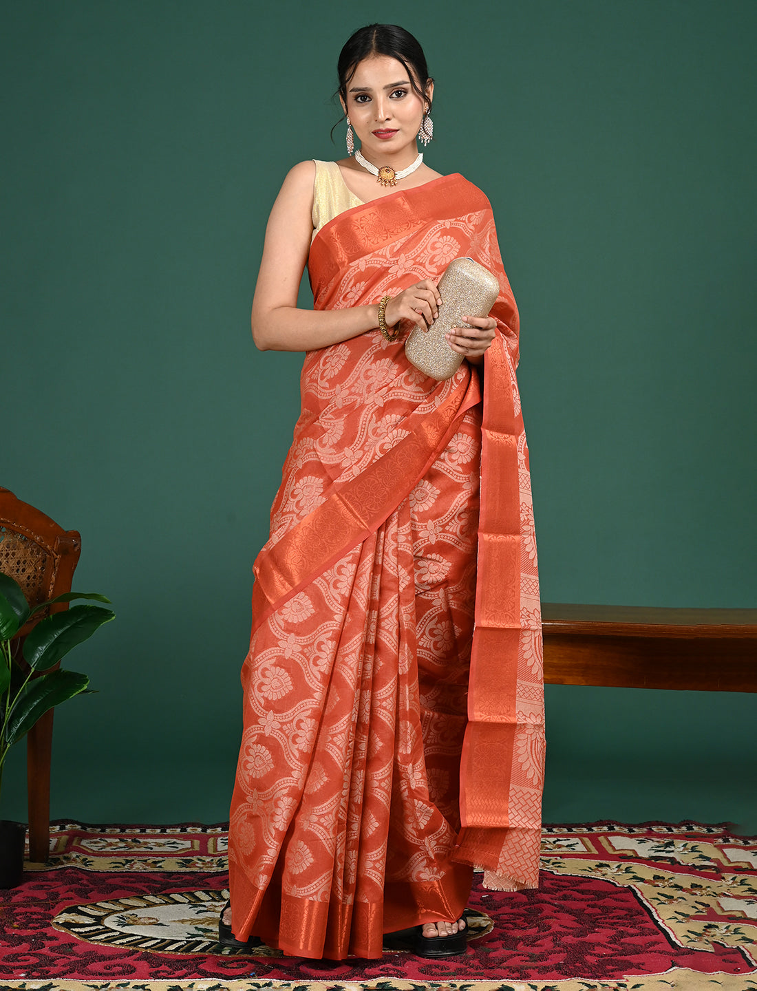 Kota Semi Cotton Geometric Saree
