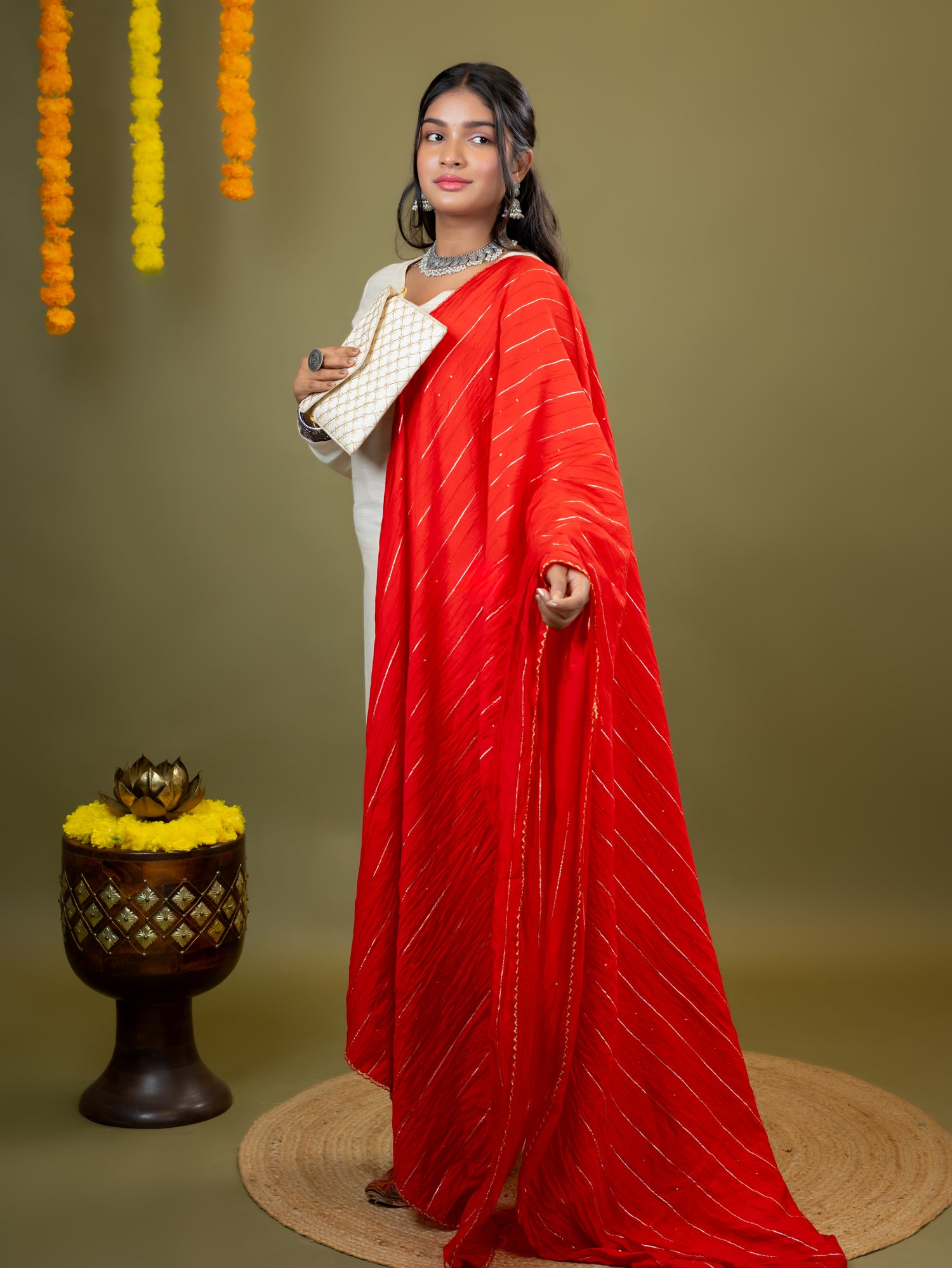 Embroidered Chinon Dupatta
