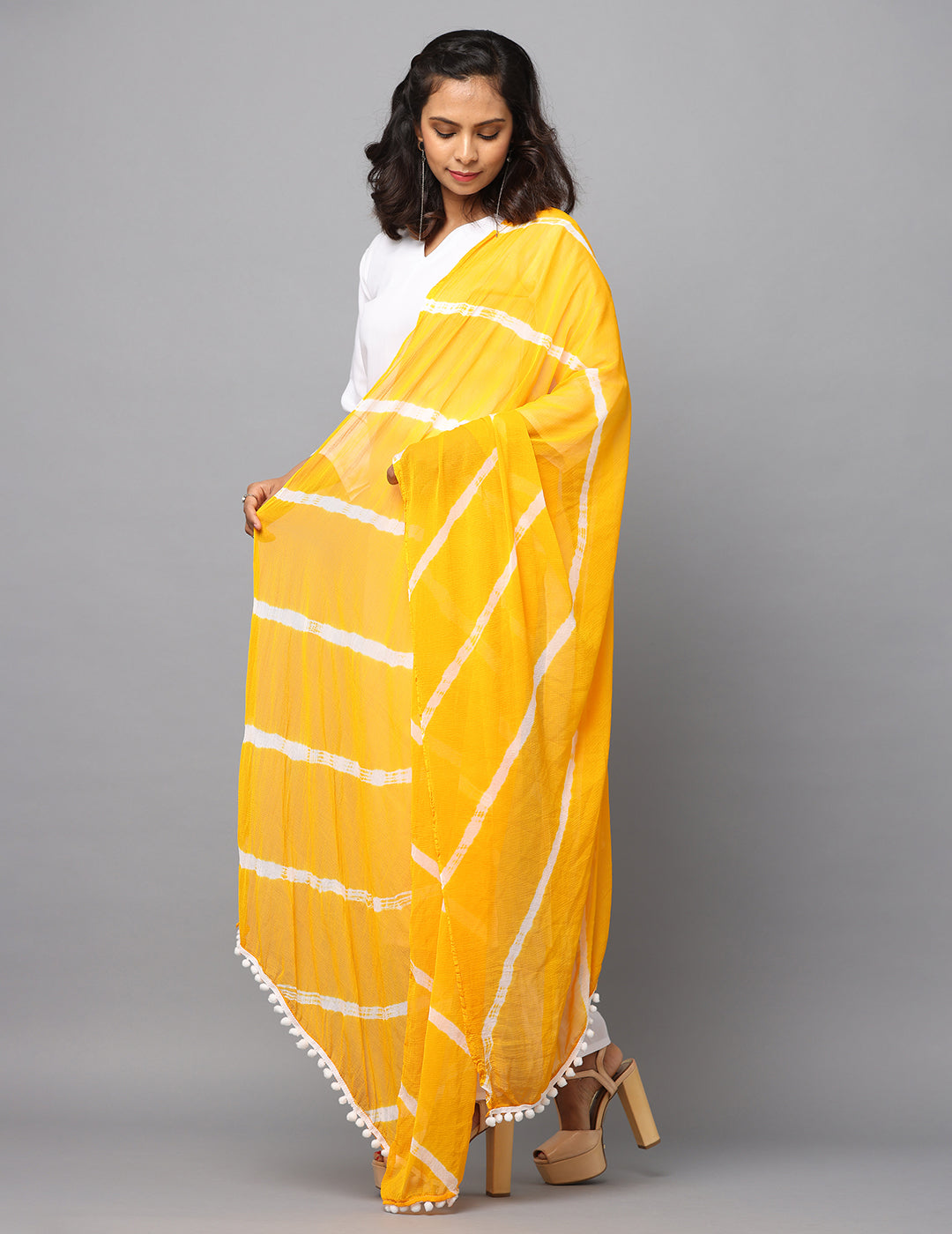 Striped Bandhini Chiffon Dupatta