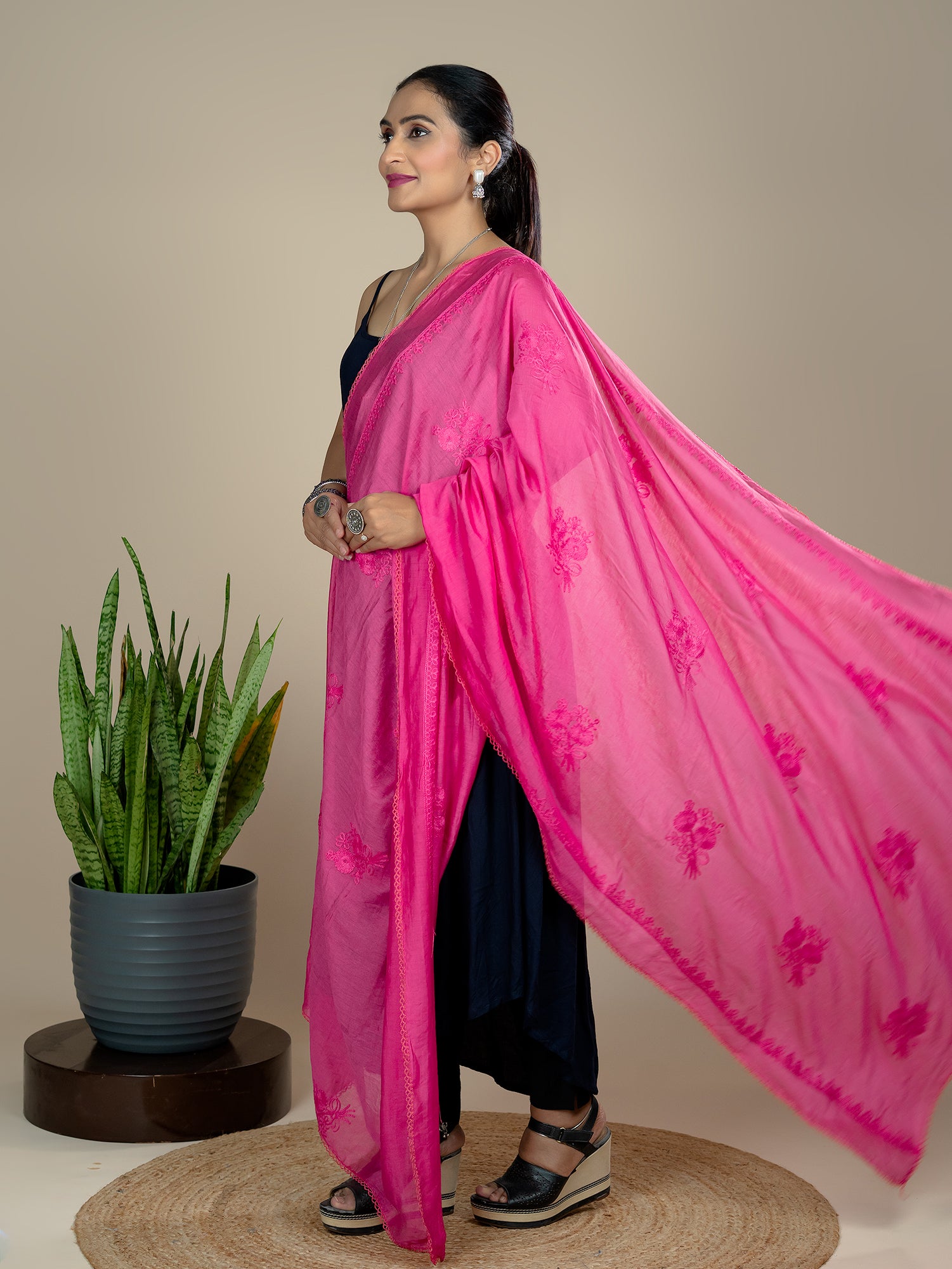 Embroidered Chanderi Dupatta