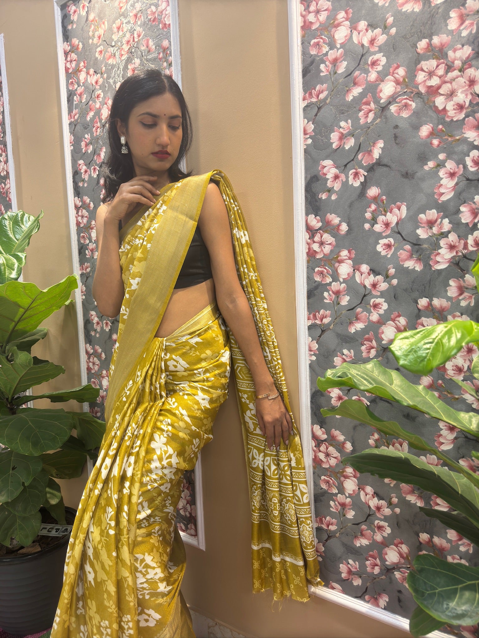 Floral Cotton Blend Saree