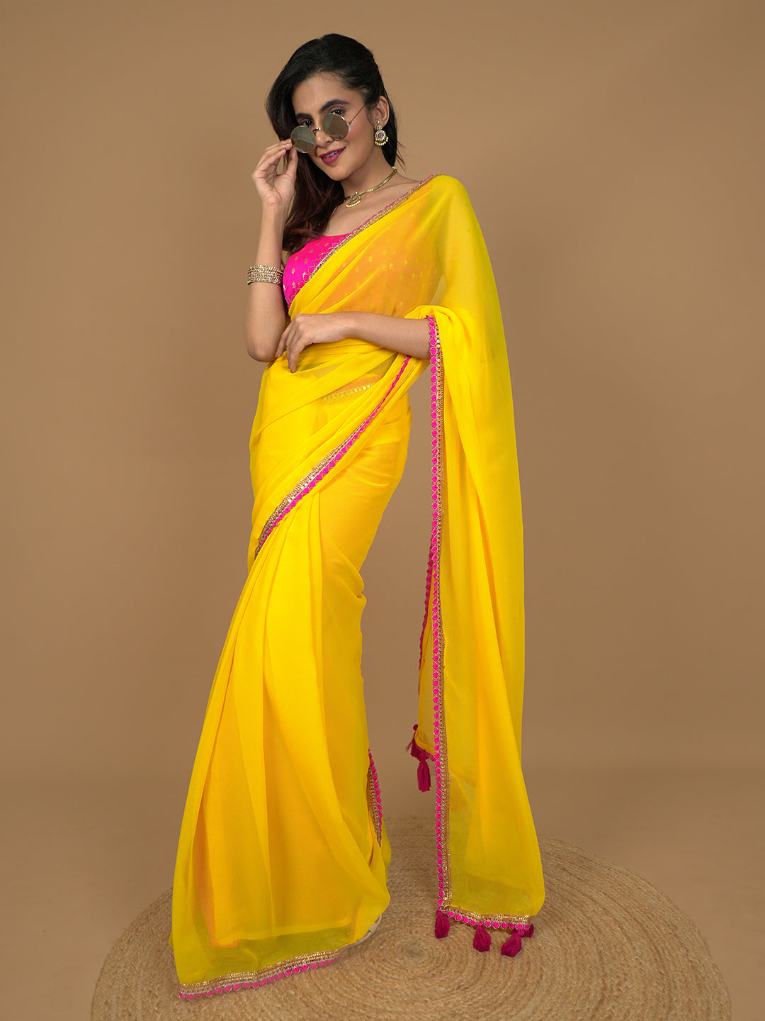 Solid Georgette Saree