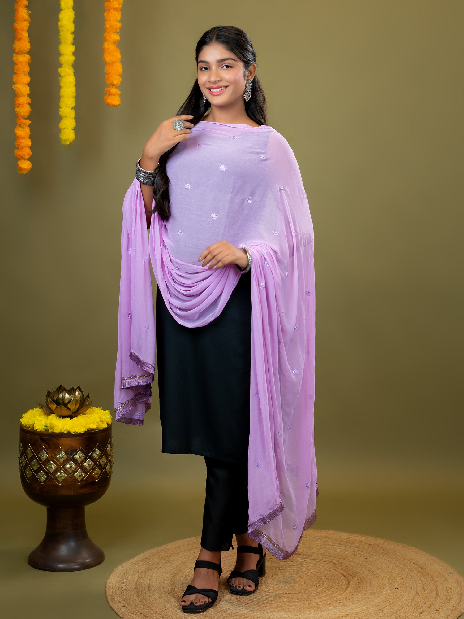 Embroidered Chiffon Dupatta