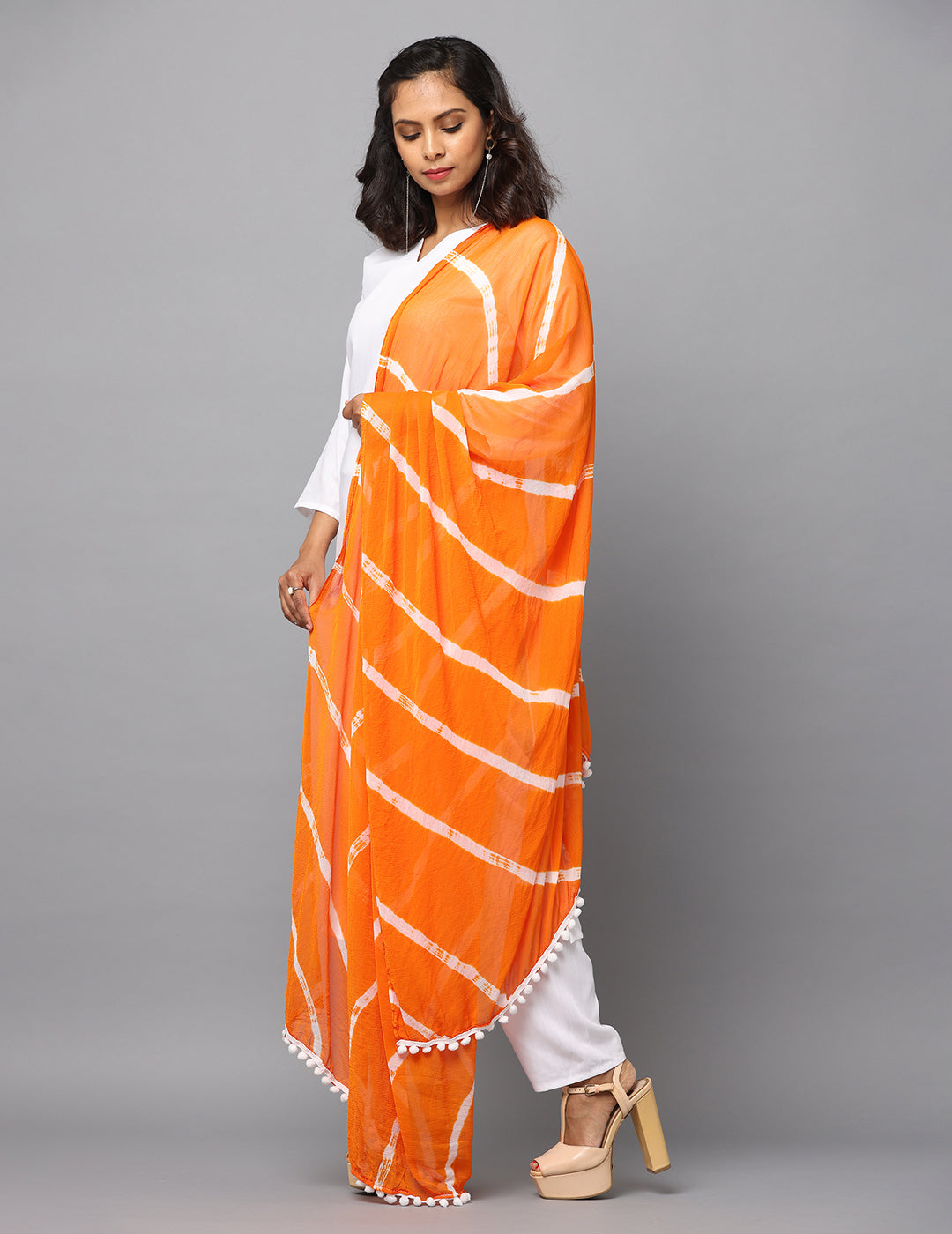 Striped Bandhini Chiffon Dupatta