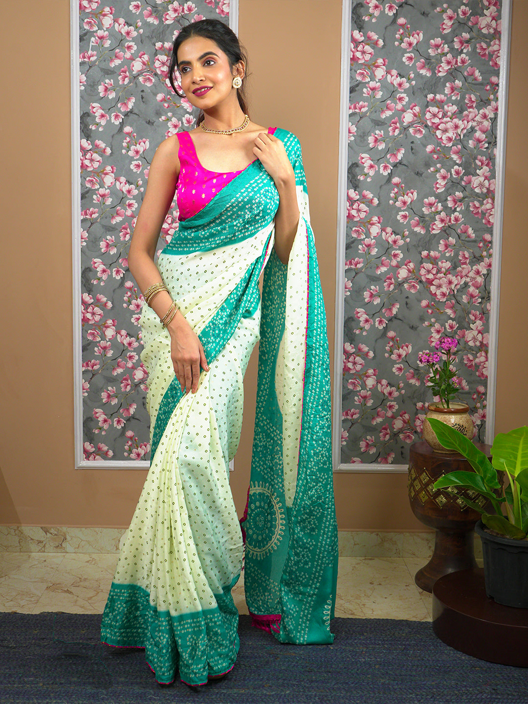 Bandhini Tie & Dye Crepe Saree