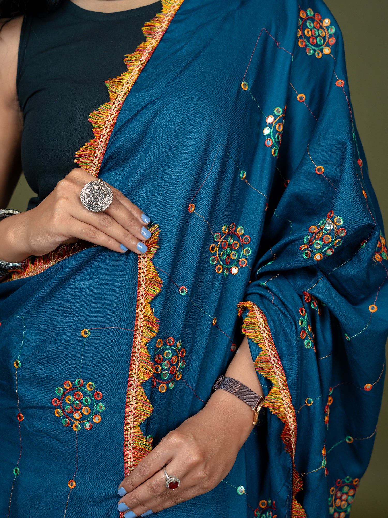 Mirror Work Viscose Rayon Dupatta
