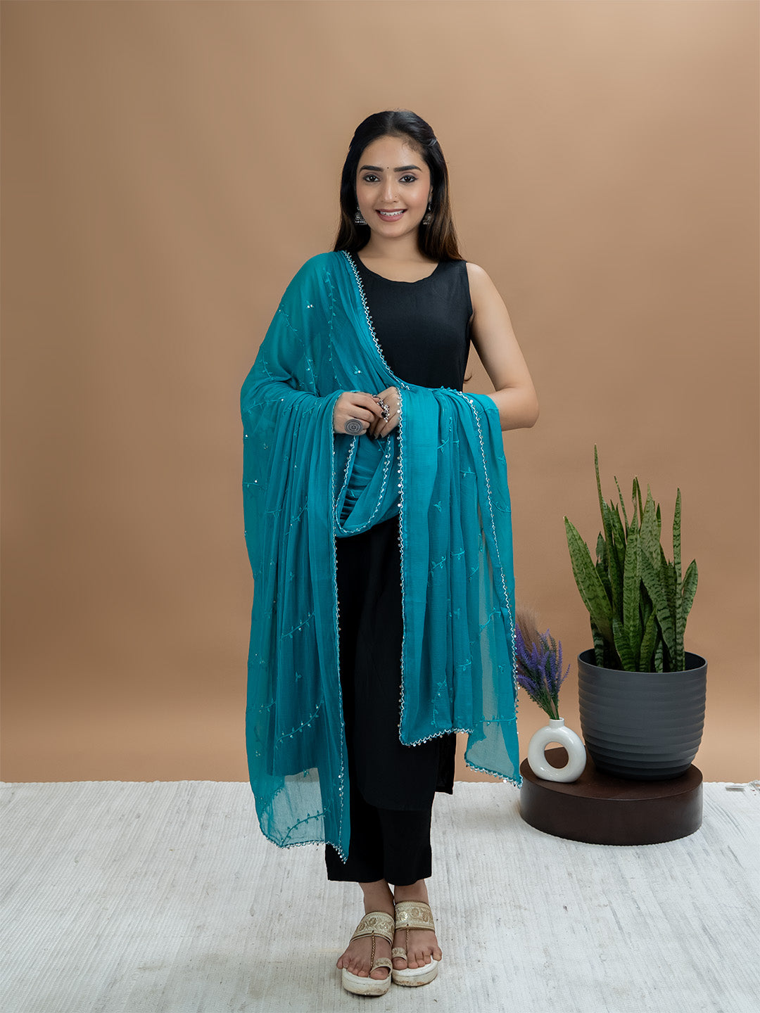 Embroidered Chiffon Dupatta