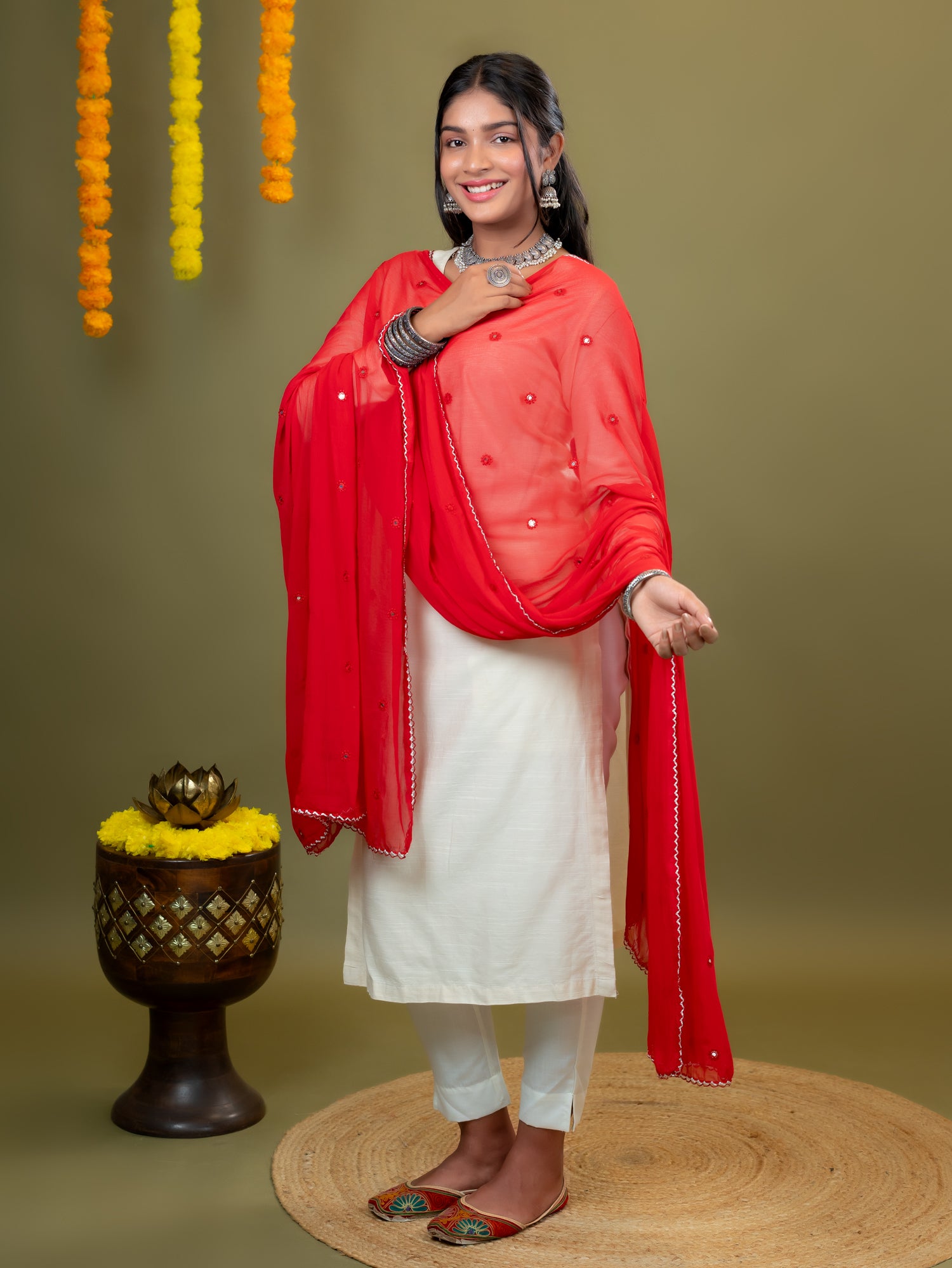 Embroidered Chiffon Dupatta