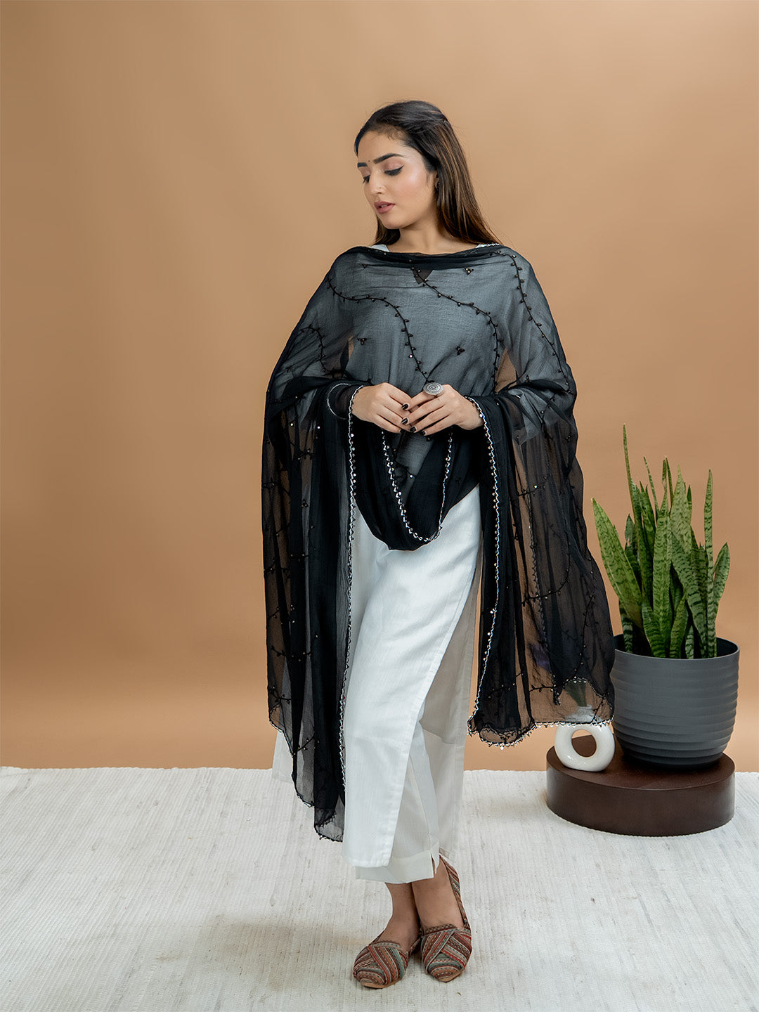 Embroidered Chiffon Dupatta