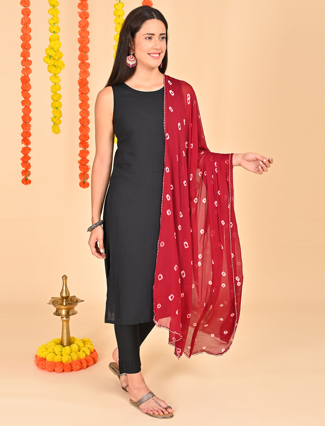Tie-Dye Bandhej Chiffon Dupatta