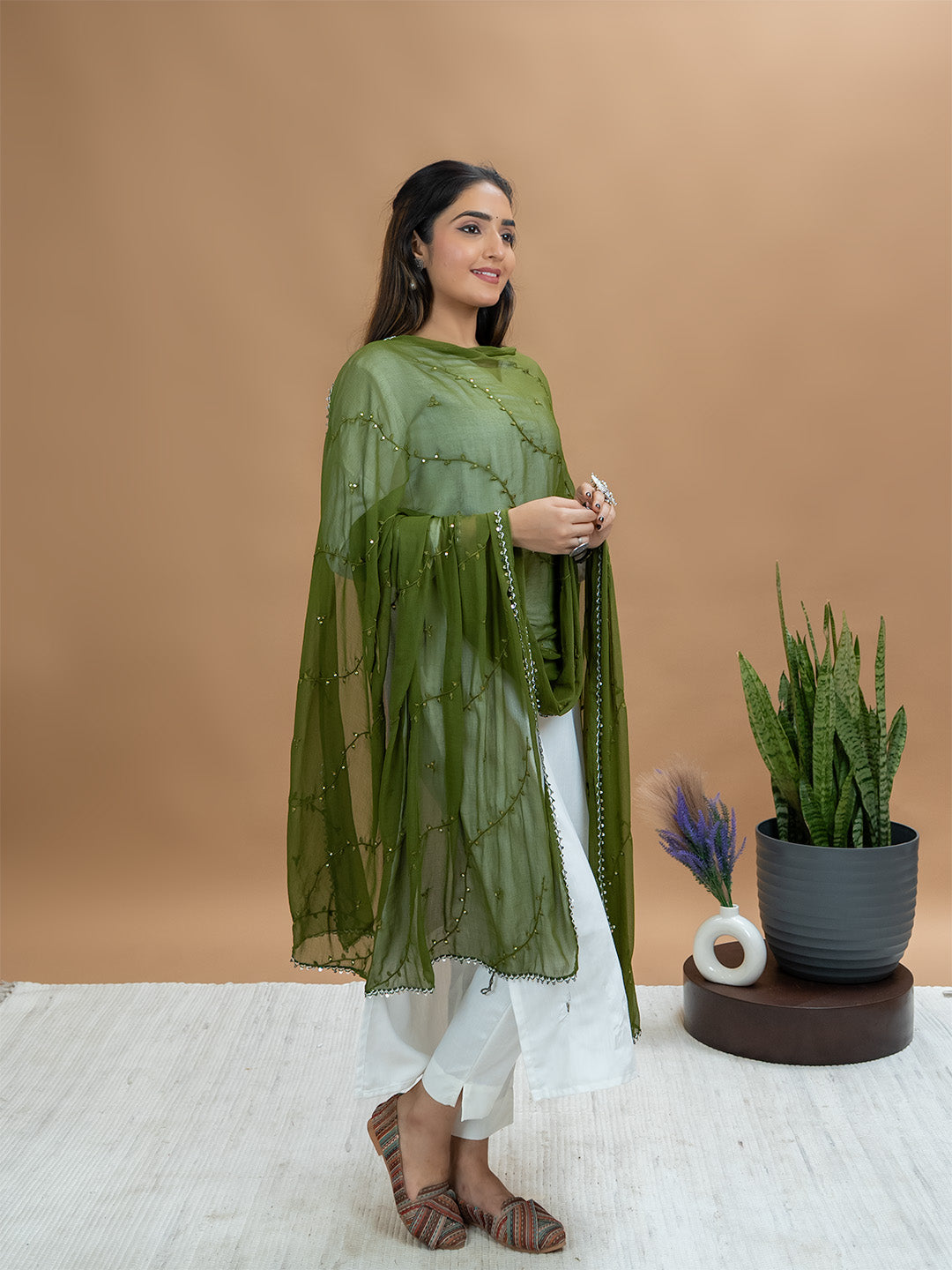 Embroidered Chiffon Dupatta