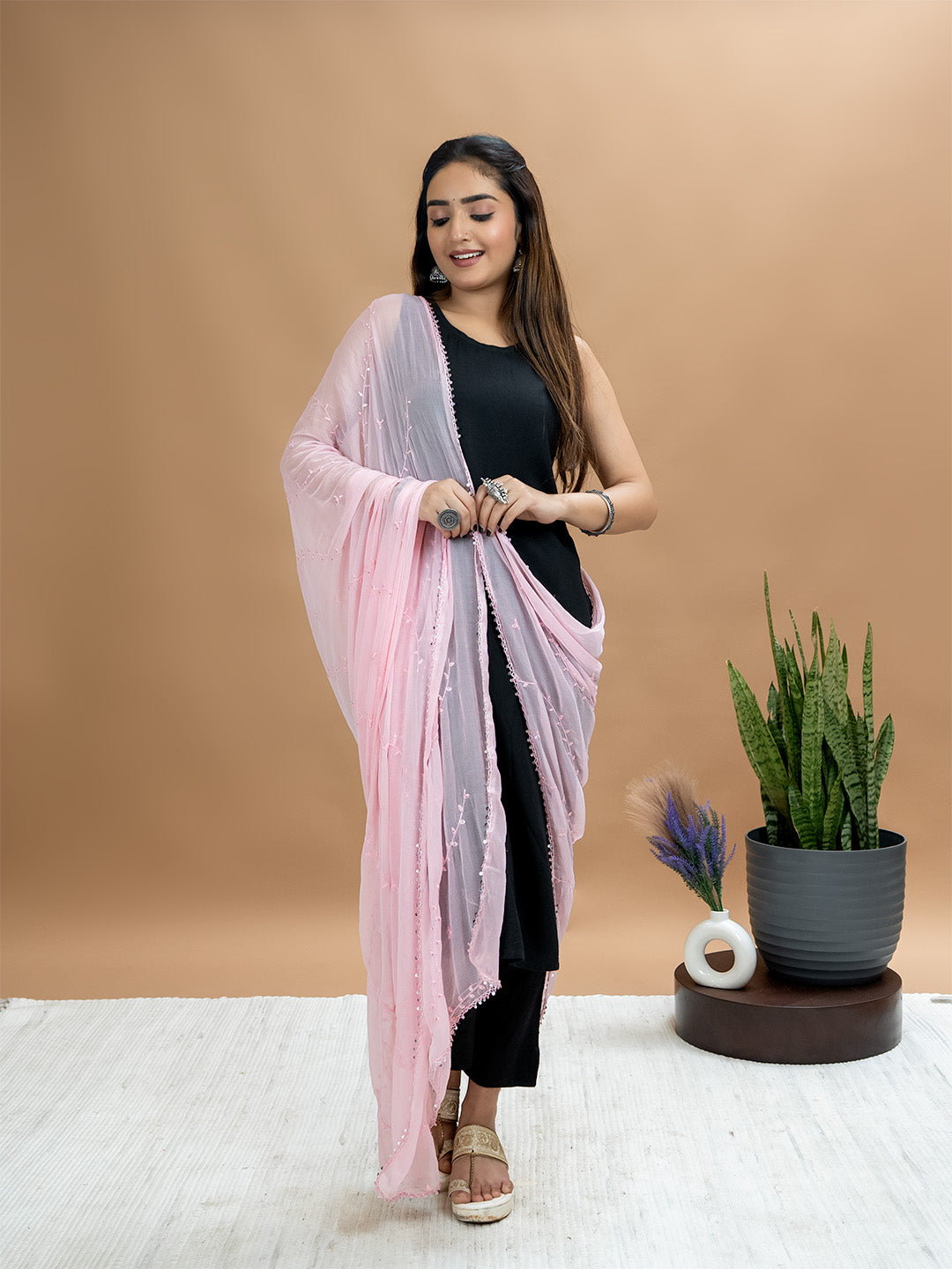 Embroidered Chiffon Dupatta