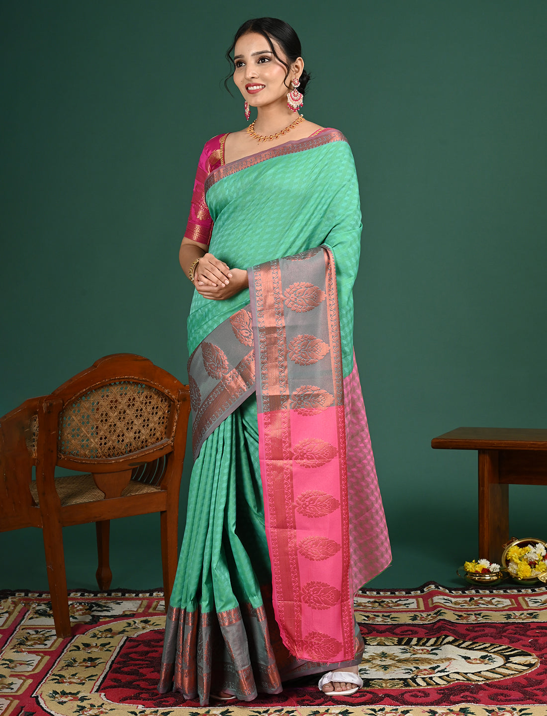 Sea Green South Art Silk Saree