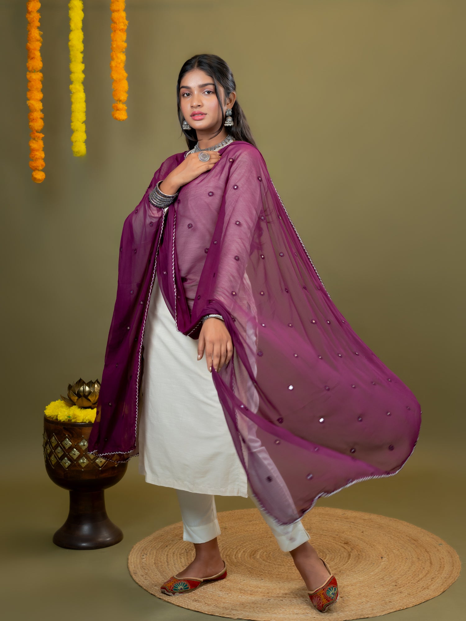 Embroidered Chiffon Dupatta