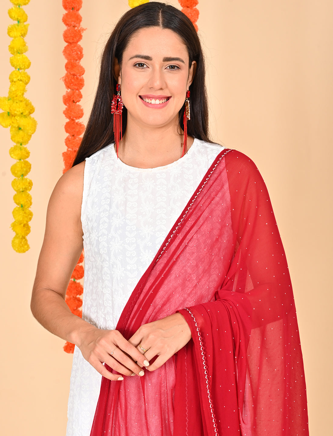 Ditsy Swarovski  Chiffon Dupatta