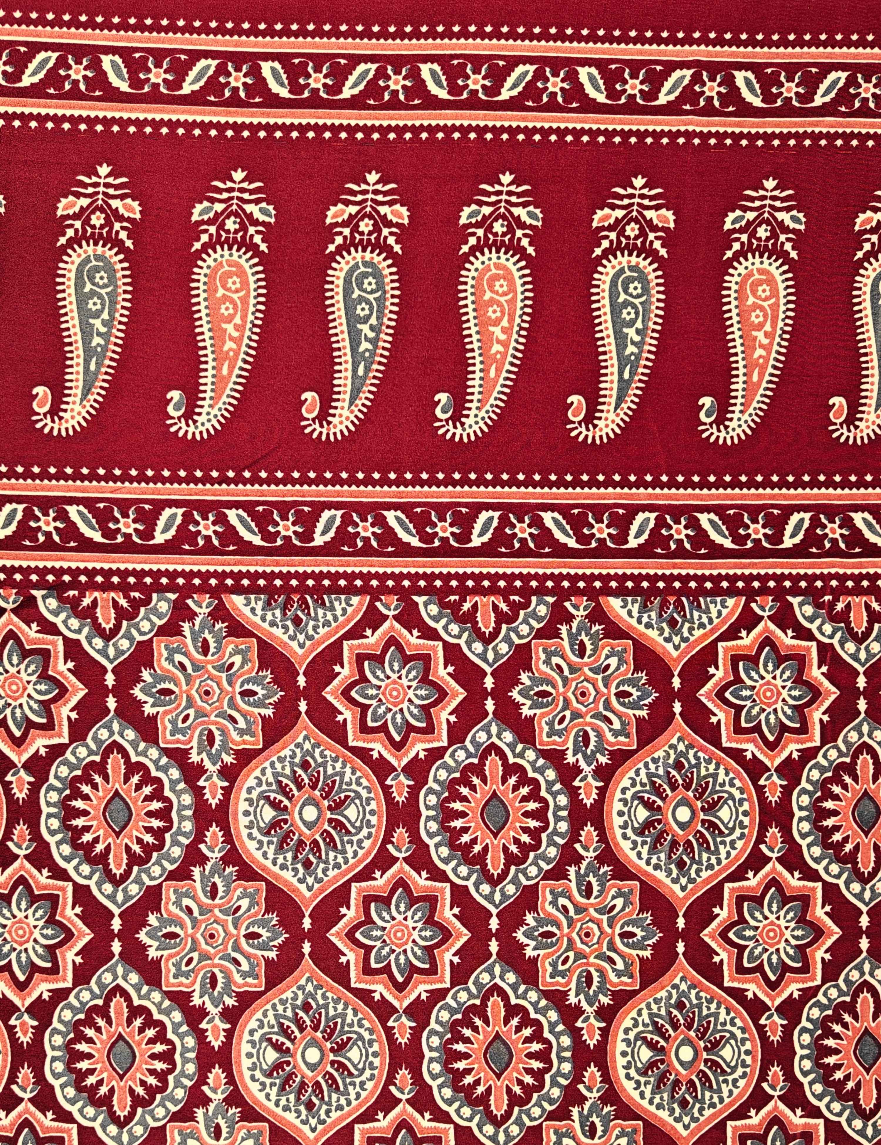 Ajrakh Crepe Silk Saree