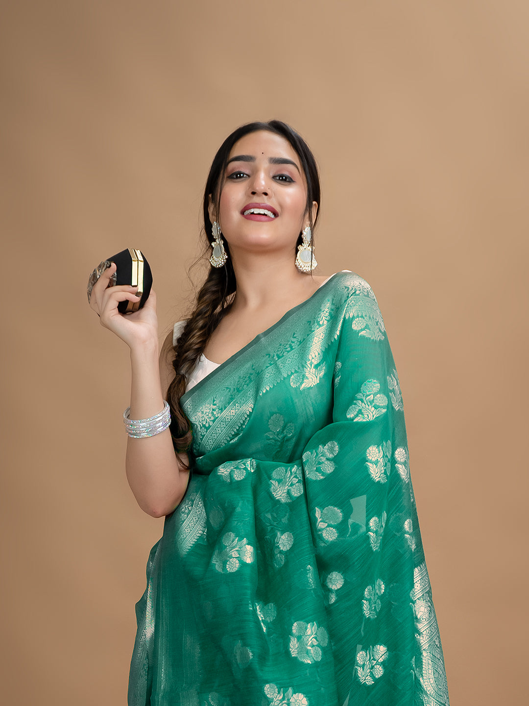 Floral Cotton Linen Saree