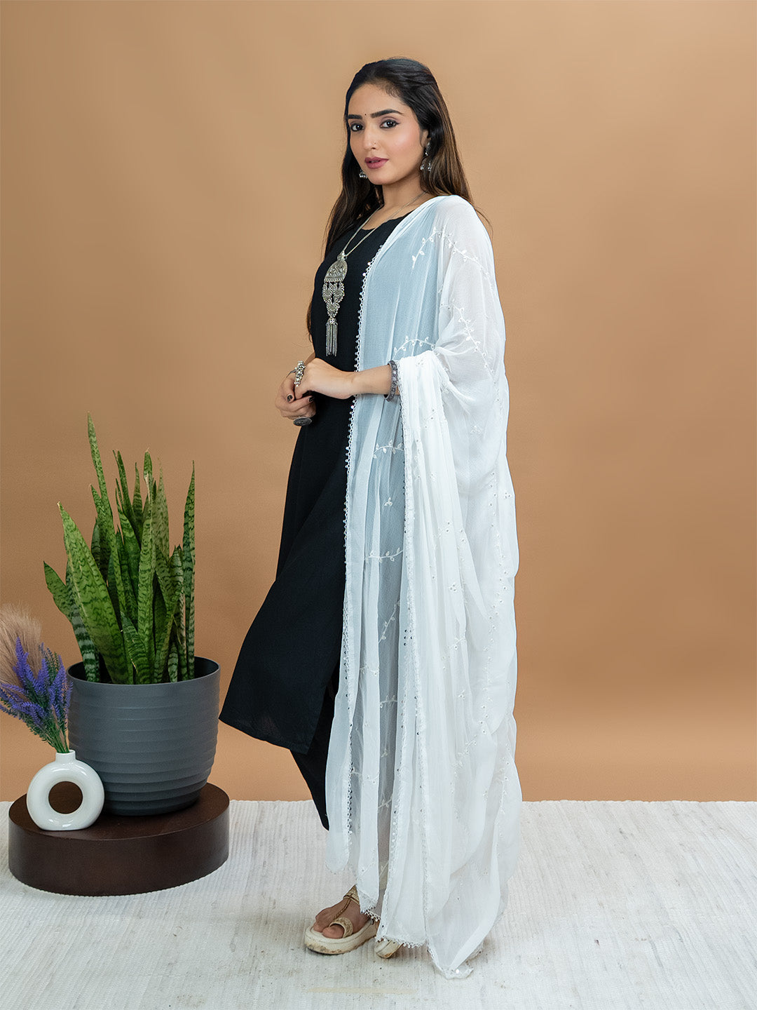 Embroidered Chiffon Dupatta