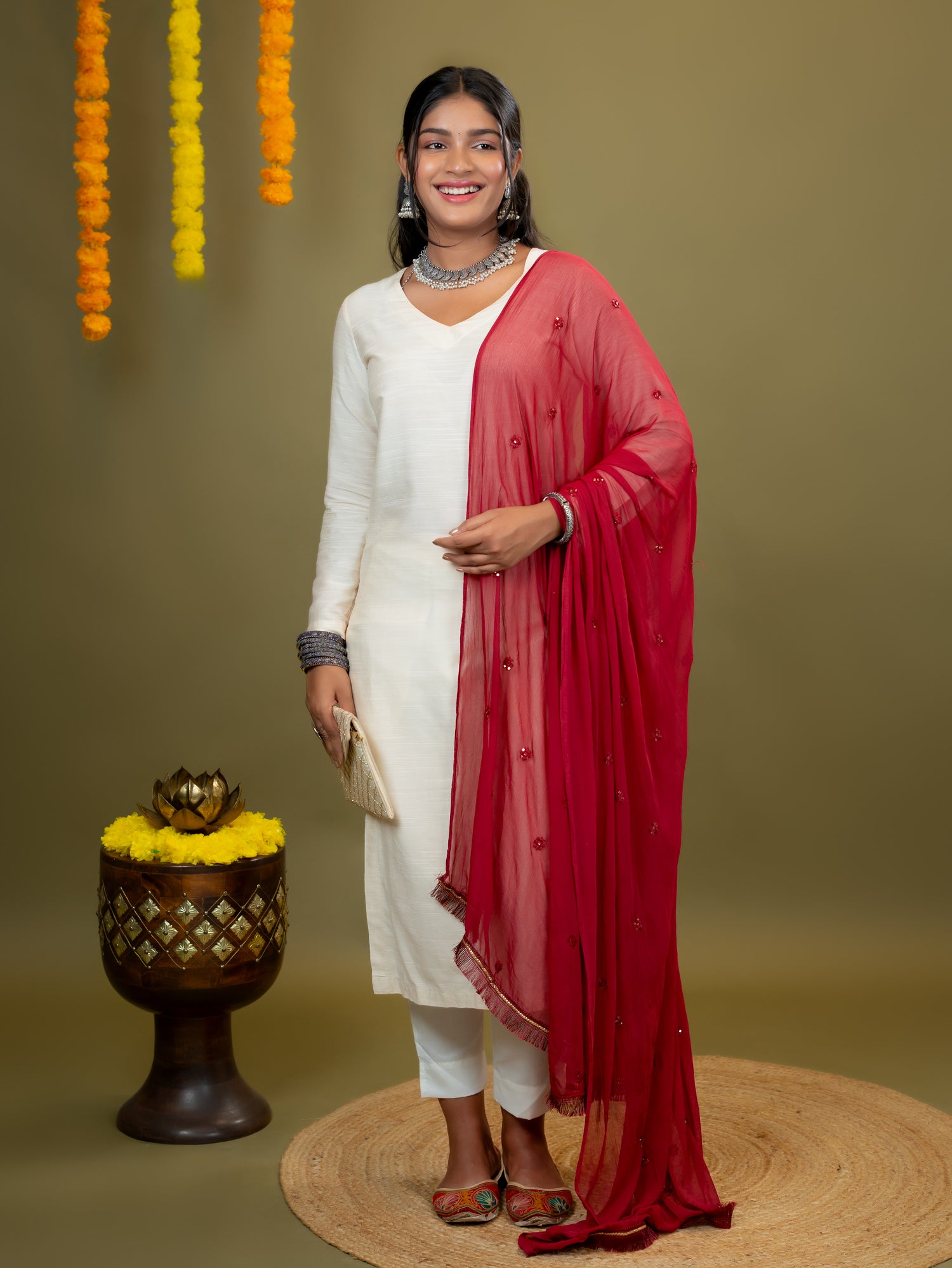 Embroidered Chiffon Dupatta