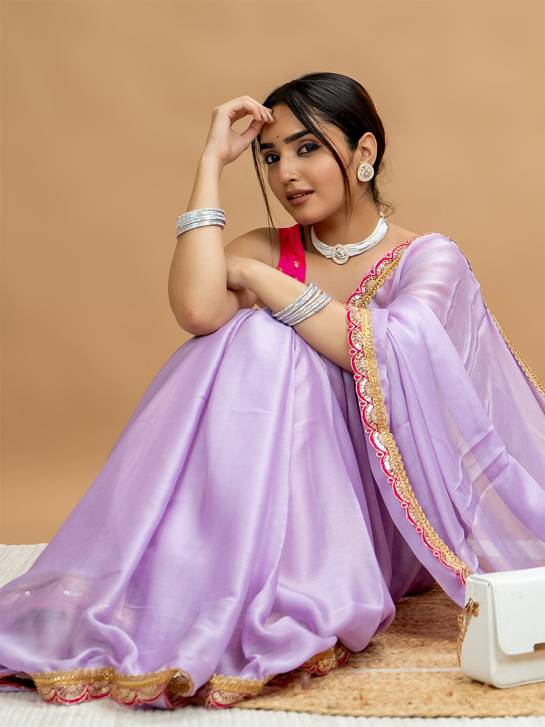 Solid Georgette Saree