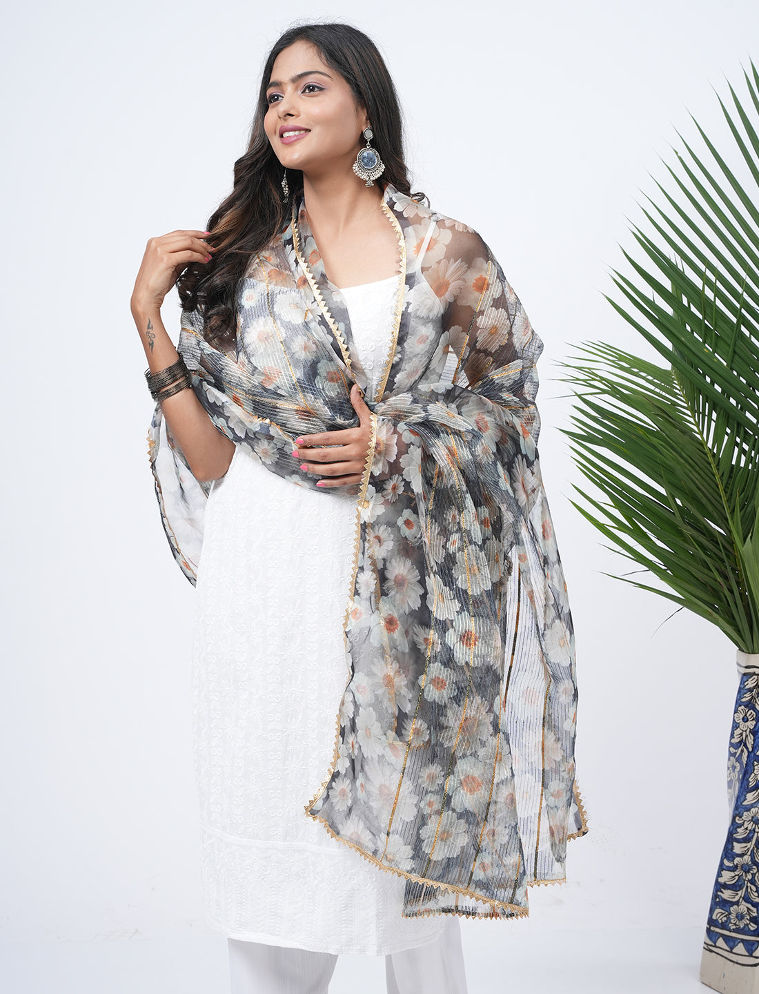 Floral Organza Dupatta