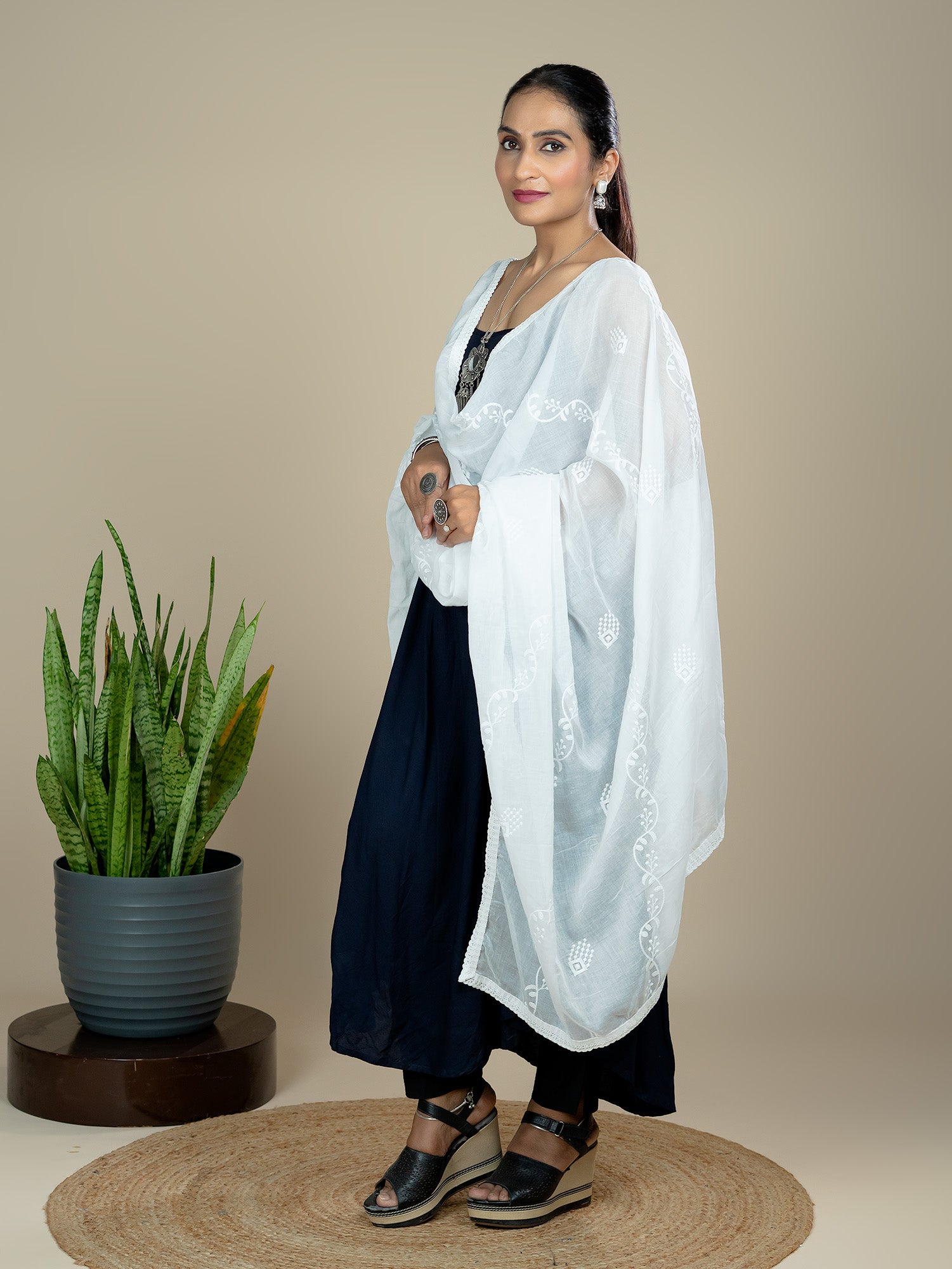 Embroidered Cotton Dupatta