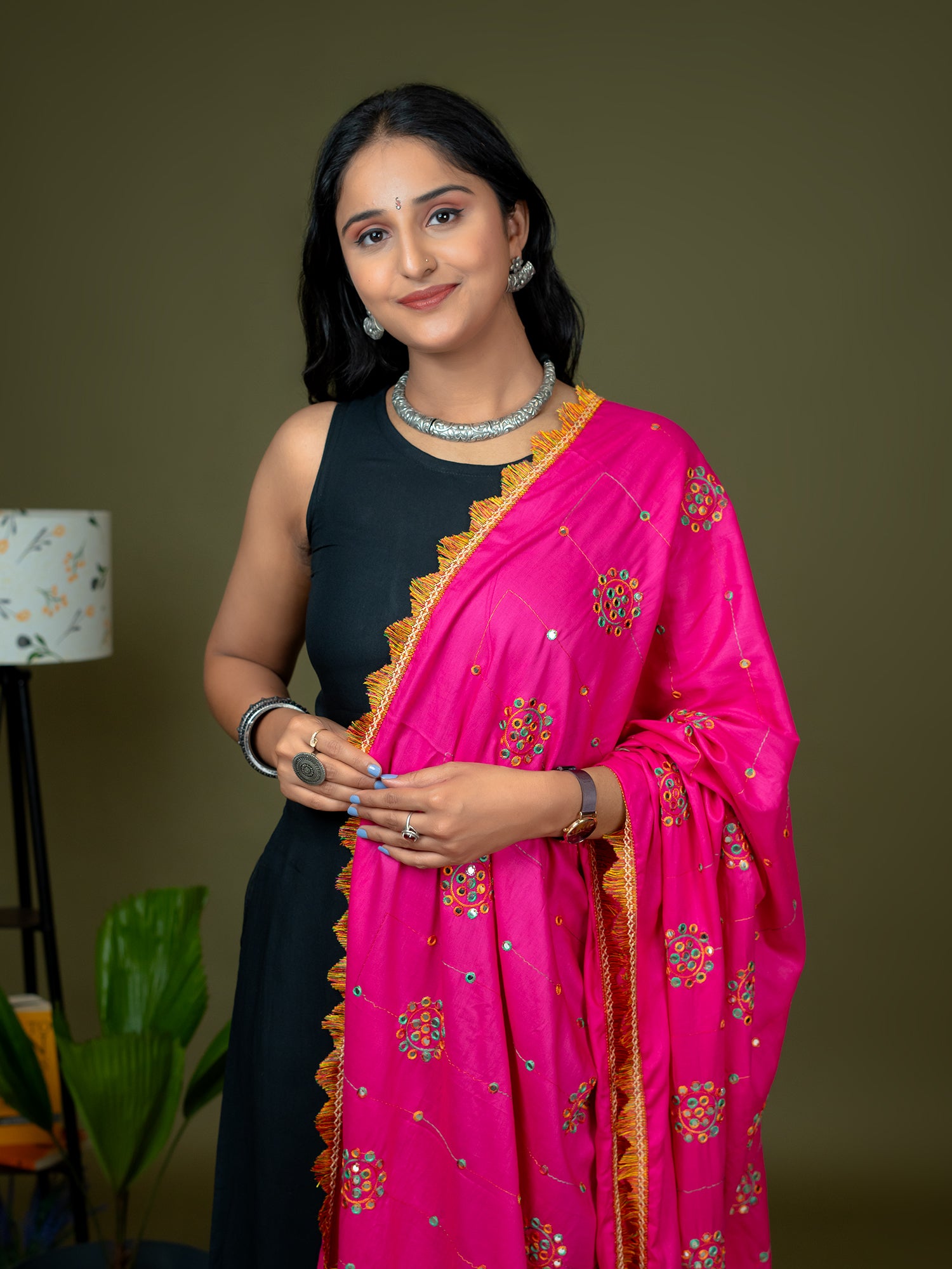 Mirror Work Viscose Rayon Dupatta