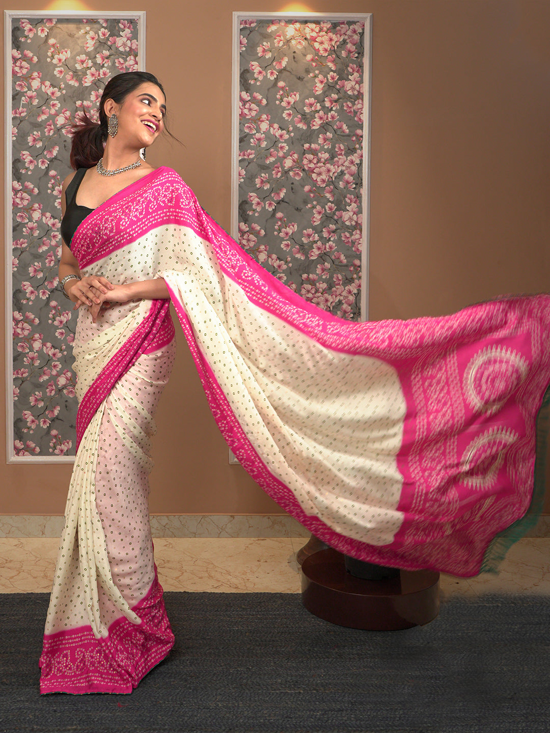 Bandhini Tie & Dye Crepe Saree