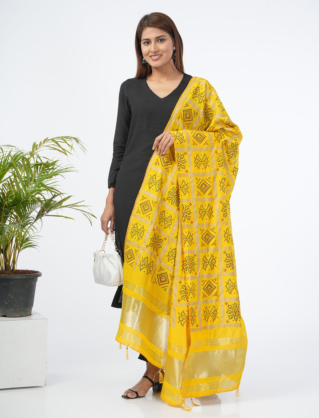 Ghatchola Checks Gaji Silk Dupatta