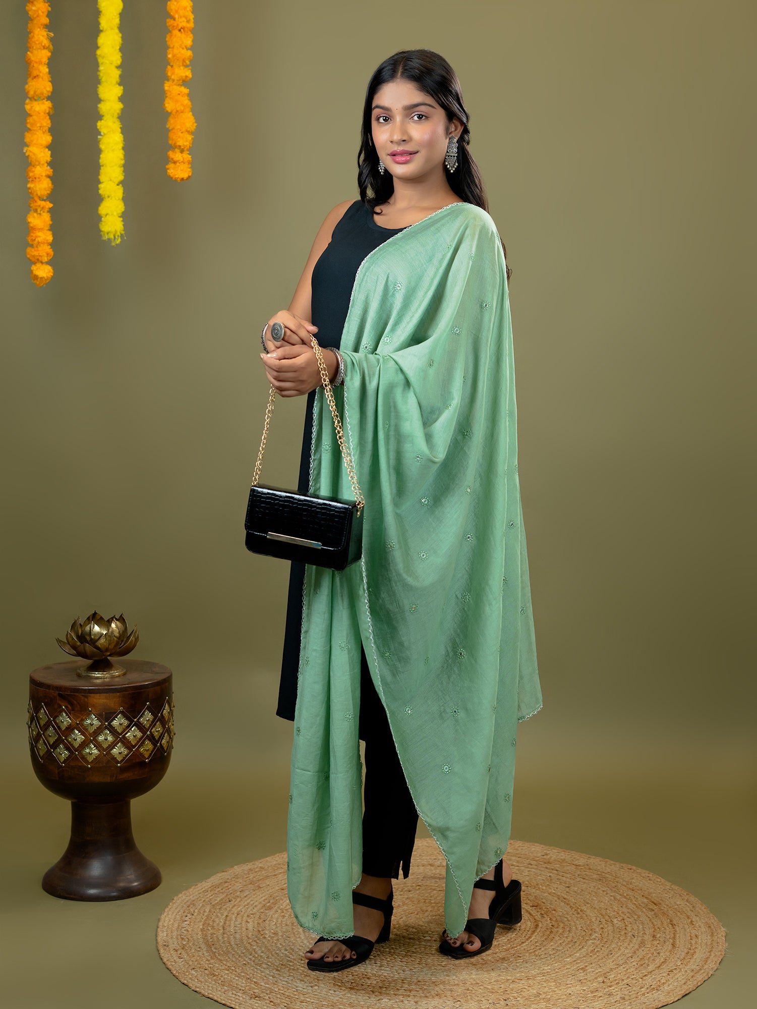 Embroidered Chanderi Dupatta