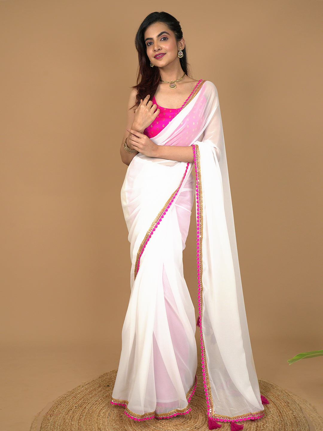 Solid Georgette Saree