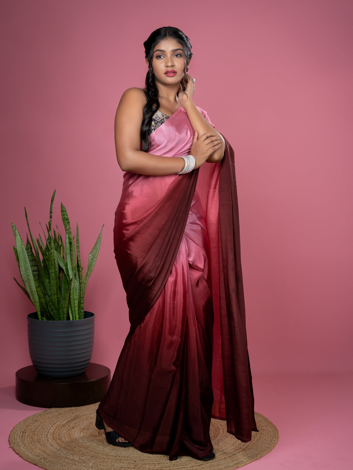 Maroon Ready to Wear Party Saree