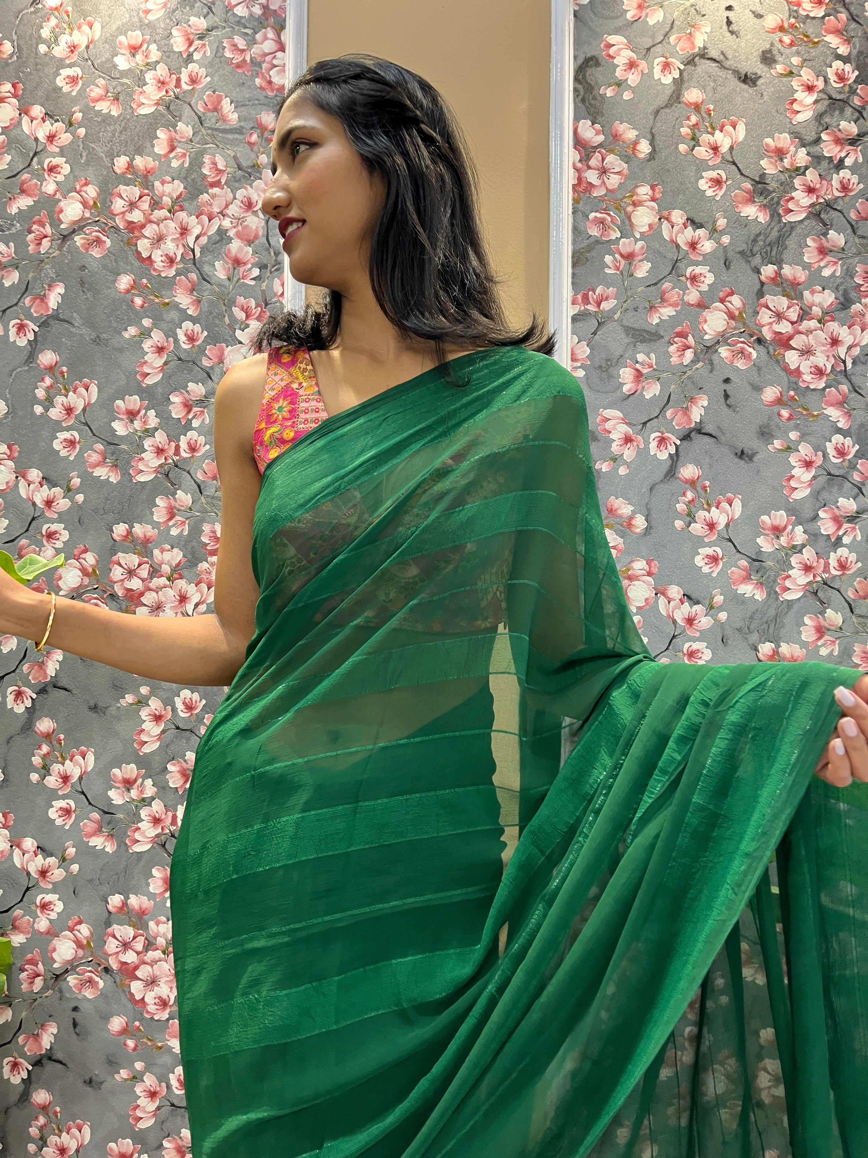 Solid Georgette Saree