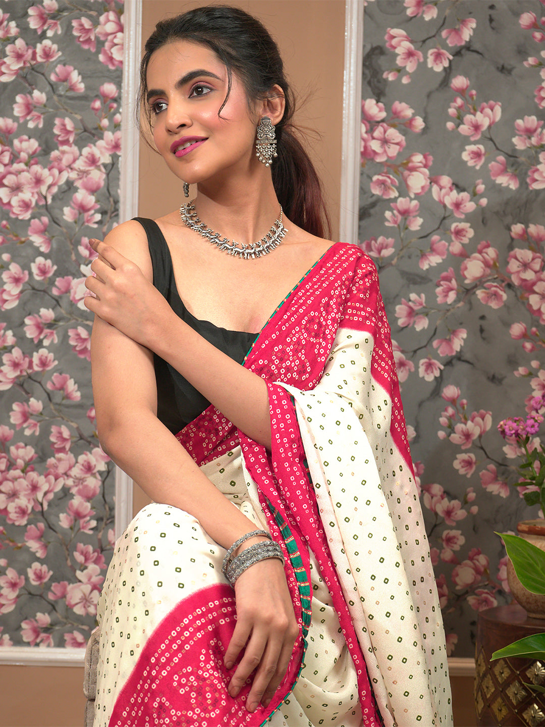 Bandhini Tie & Dye Crepe Saree