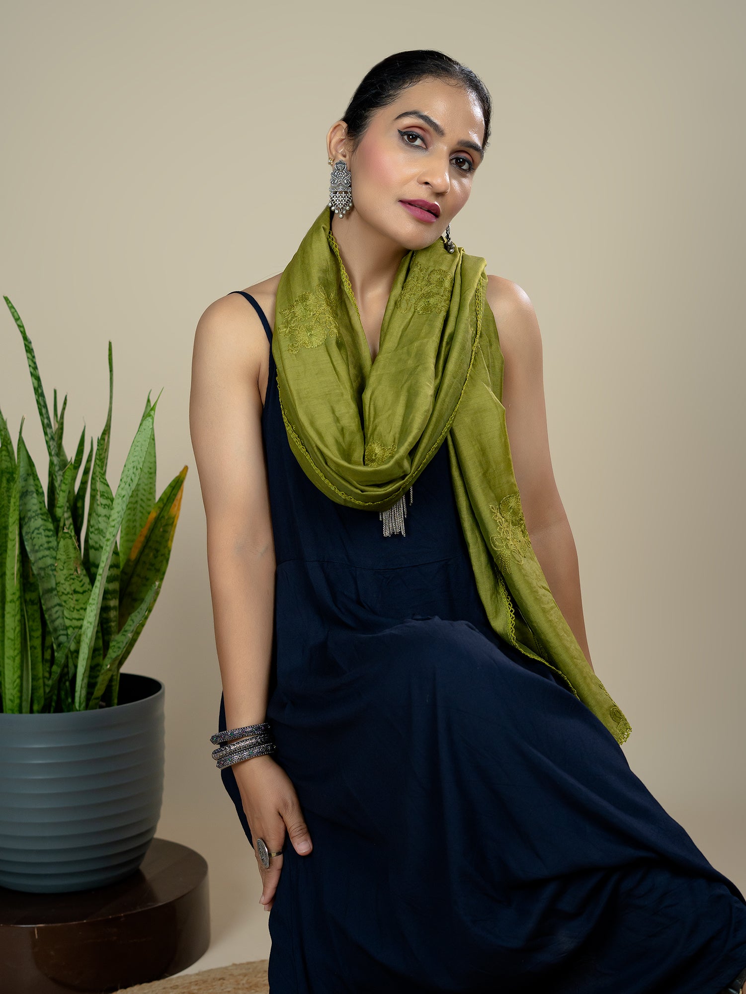 Embroidered Chanderi Dupatta