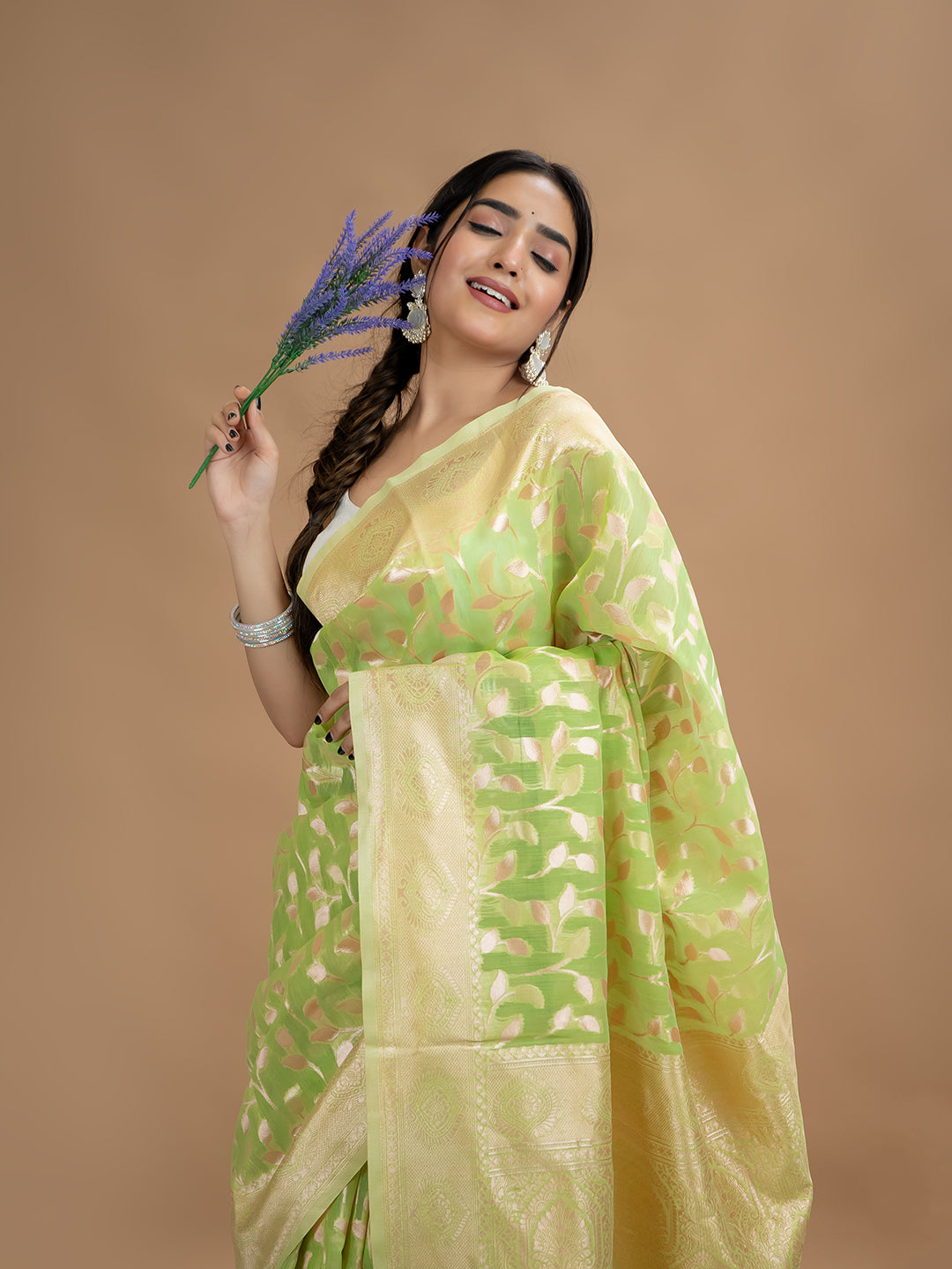 Floral Cotton Linen Saree