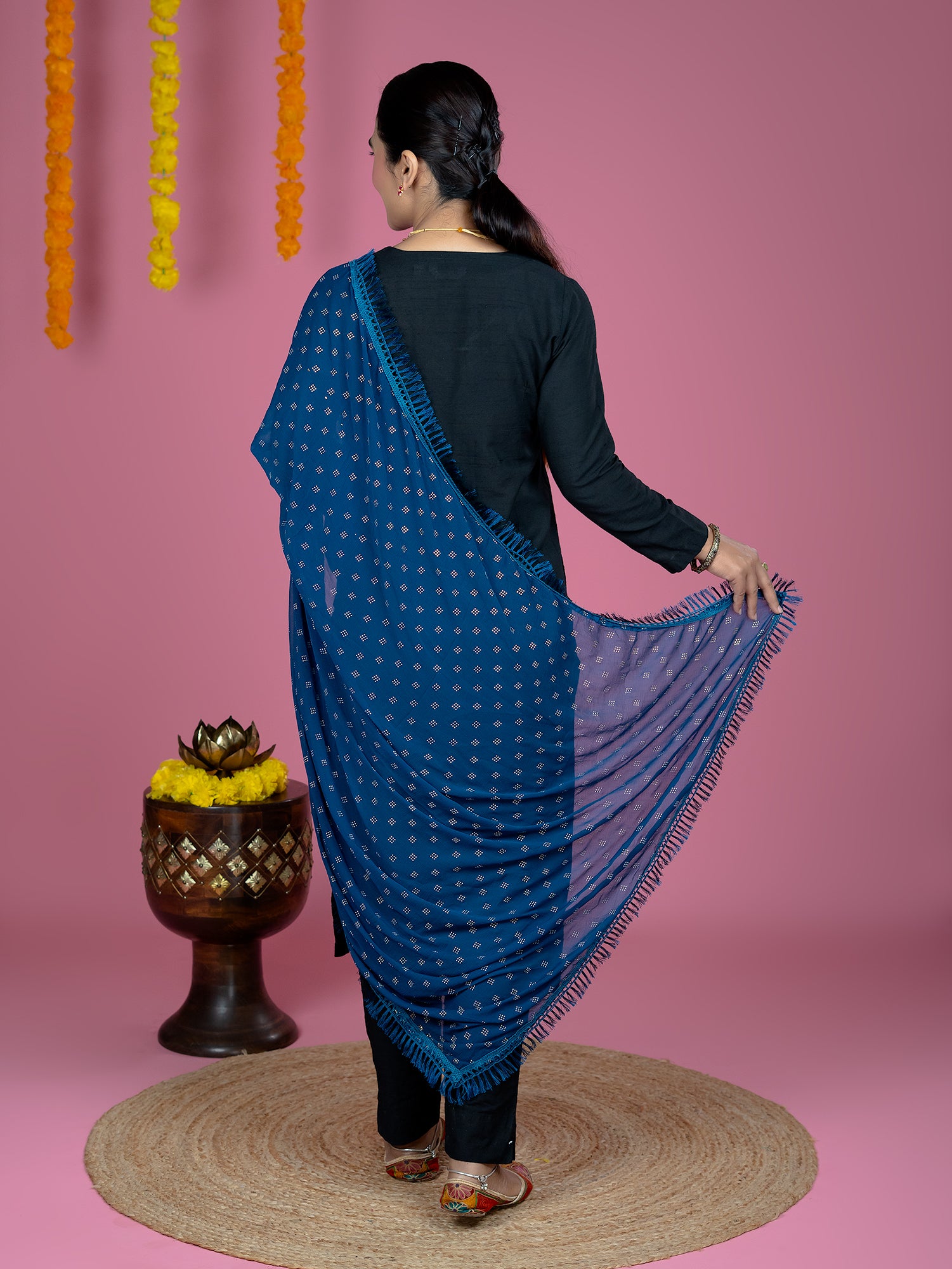 Geometric Chiffon Dew Drops Dupatta