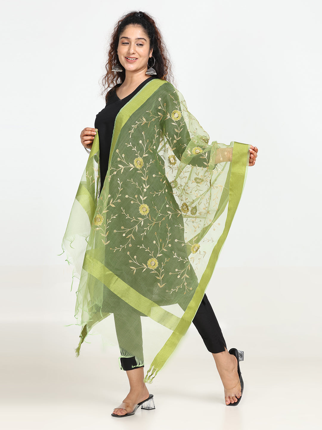 Embroidered Chanderi Dupatta