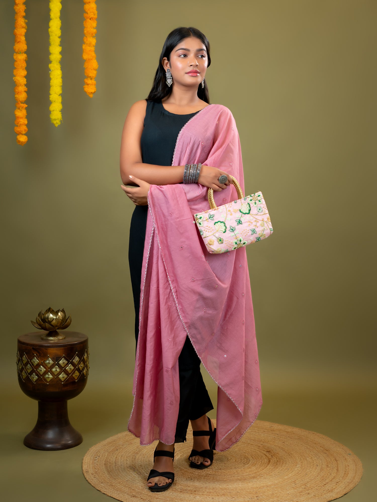 Embroidered Chanderi Dupatta