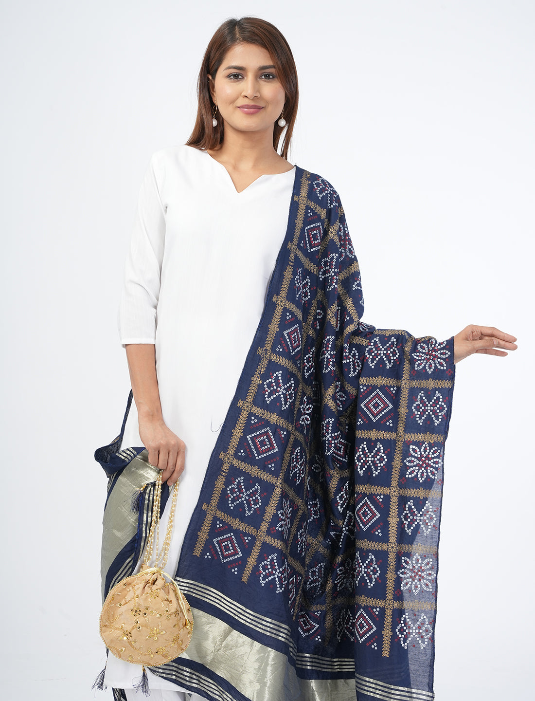 Ghatchola Checks Gaji Silk Dupatta
