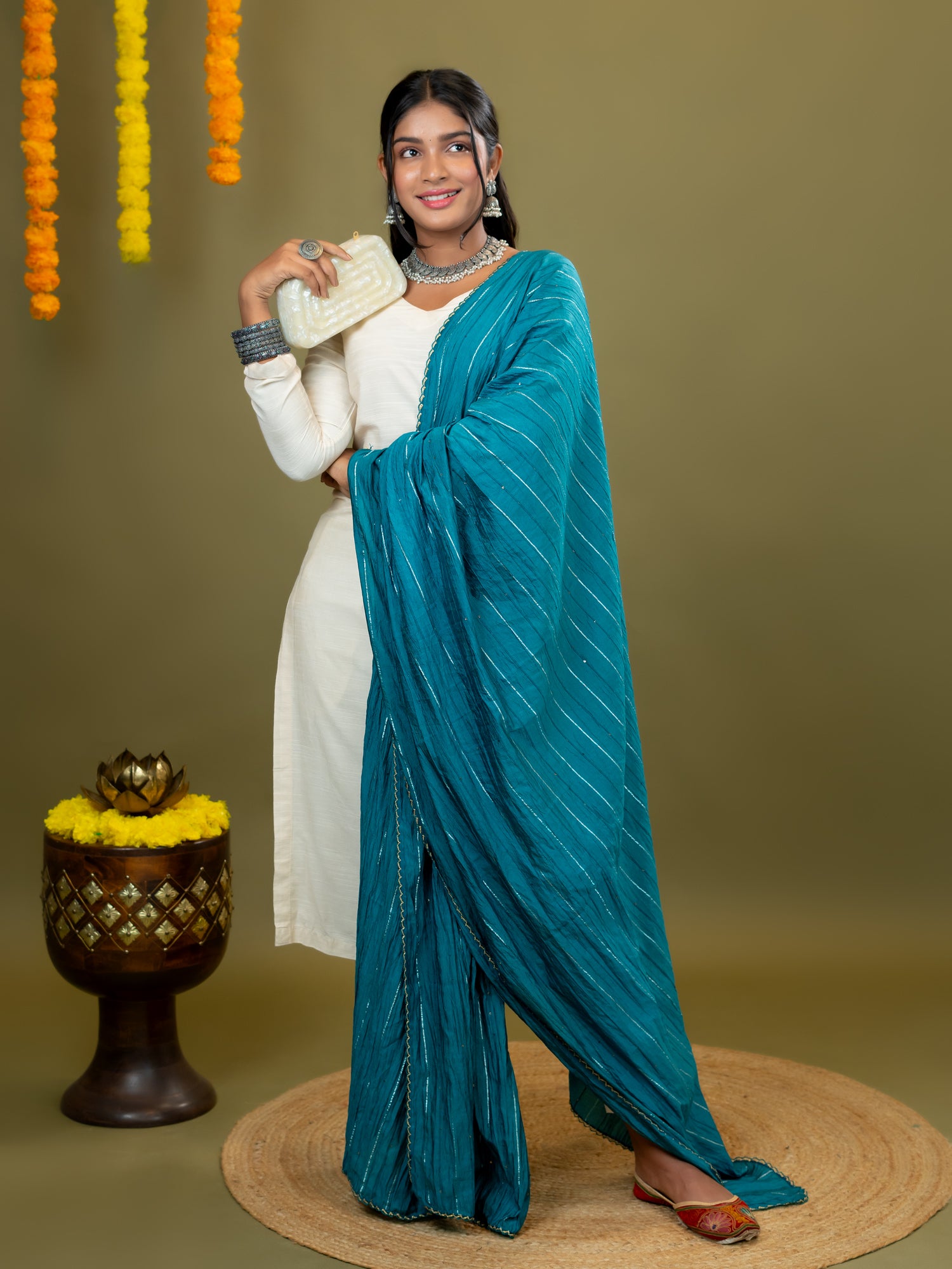 Embroidered Chinon Dupatta
